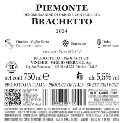 Vinchio Vaglio Brachetto Nivasco Piemonte DOC 2023' 75cl 5,5% vol - Image 2