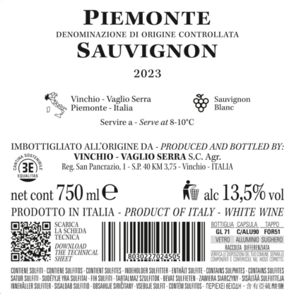 Vinchio Vaglio Monghisio Pieomonte Sauvignon DOC 2023′ 75cl 13,5%vol - Image 2